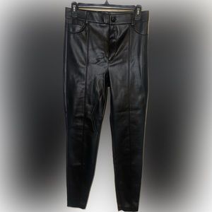 Zara. Black faux leather pants. Ankle side zipper detail. Size Medium.